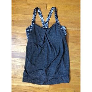 Lululemon dark grey top with floral built in bra